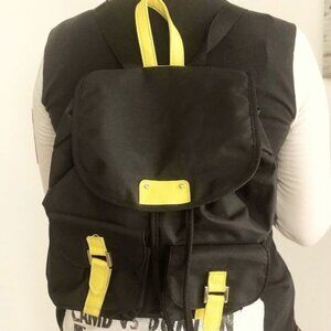 Joe Boxer Drawstring Nylon Fashion Backpack Neon Yellow Accents kidcore